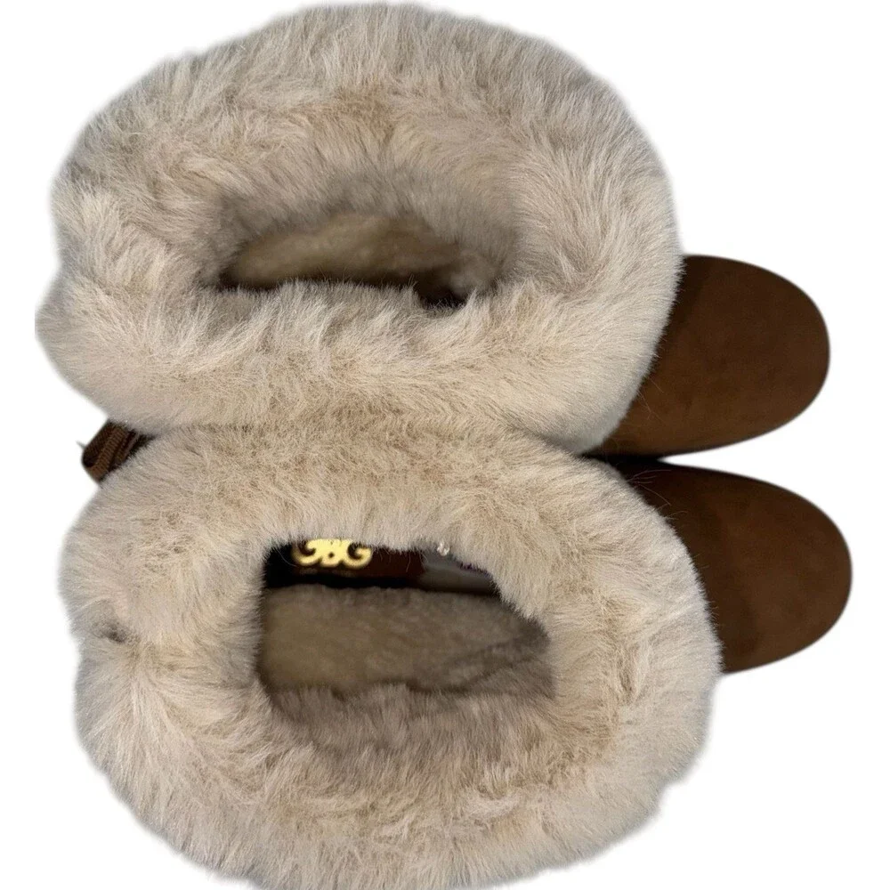 GBG Los Angeles Womens Size 11 Boots Ankle Faux Fur & Suede Uppers Brown New
